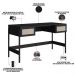 Mesa Escrivaninha Home Office 2 Gavetas Pés Madeira Moss A03 Nero Preto - Lyam Decor
