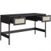 Mesa Escrivaninha Home Office 2 Gavetas Pés Madeira Moss A03 Nero Preto - Lyam Decor