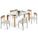 Mesa Jantar Capri 160cm Off White 6 Cadeiras Melina B05 Linho Cru Couríssimo Caramelo - Lyam Decor