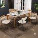 Mesa Jantar Capri 160cm Off White 6 Cadeiras Melina B05 Linho Cru Couríssimo Caramelo - Lyam Decor