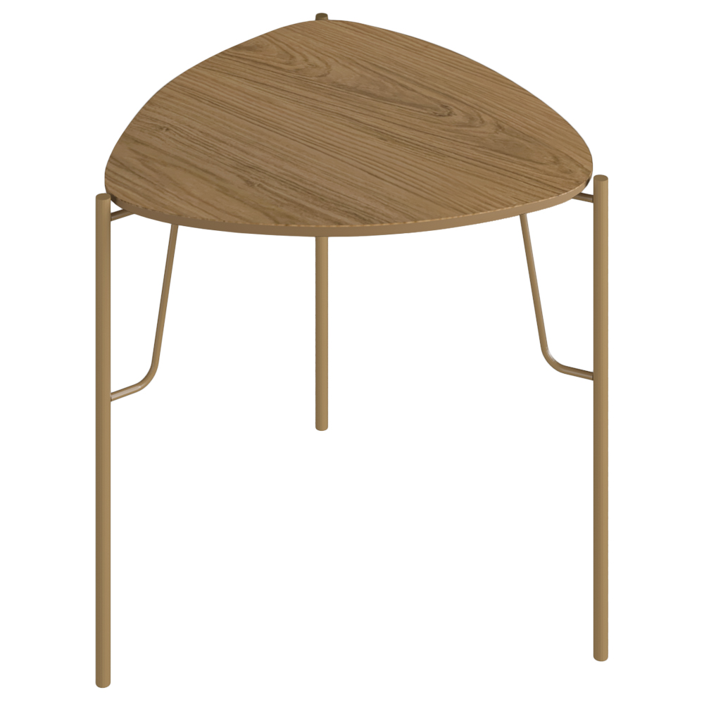 Mesa Lateral Para Sala de Estar Alta Pés Industrial Dourado Alef I03 Louro - Lyam Decor