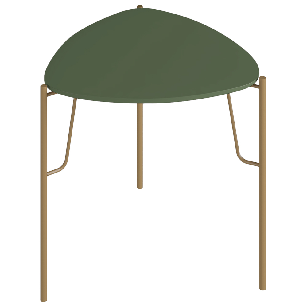 Mesa Lateral Para Sala de Estar Alta Pés Industrial Dourado Alef I03 Musgo - Lyam Decor