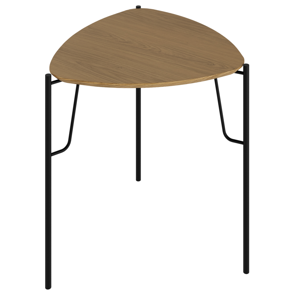 Mesa Lateral Para Sala de Estar Alta Pés Industrial Preto Alef I03 Louro - Lyam Decor
