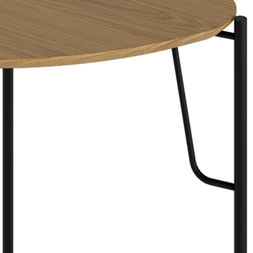 Mesa Lateral Para Sala de Estar Alta Pés Industrial Preto Alef I03 Louro - Lyam Decor
