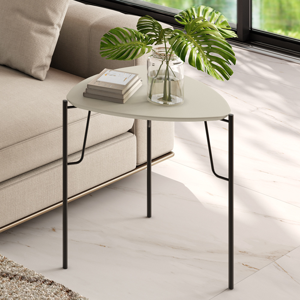 Mesa Lateral Para Sala de Estar Alta Pés Industrial Preto Alef I03 Luna - Lyam Decor
