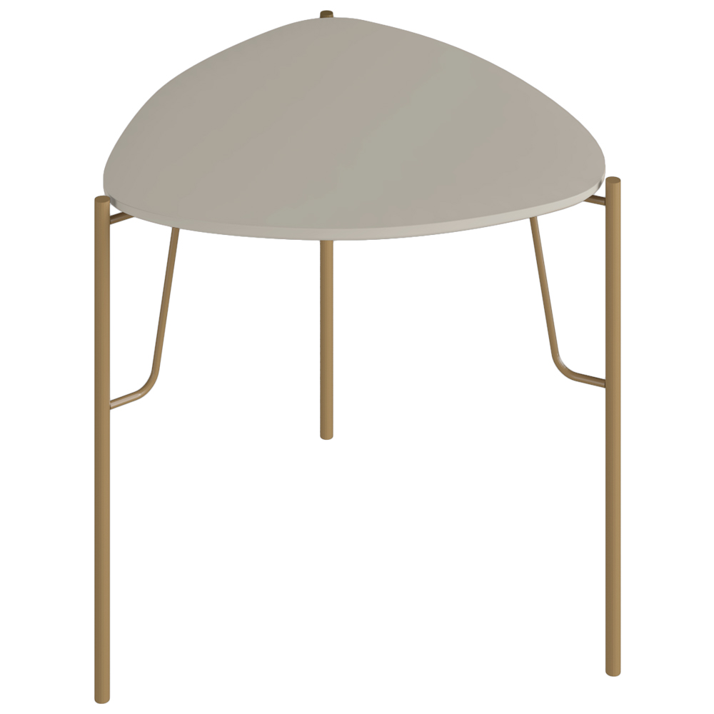 Mesa Lateral Para Sala de Estar Baixa Pés Industrial Dourado Alef I03 Grigio - Lyam Decor