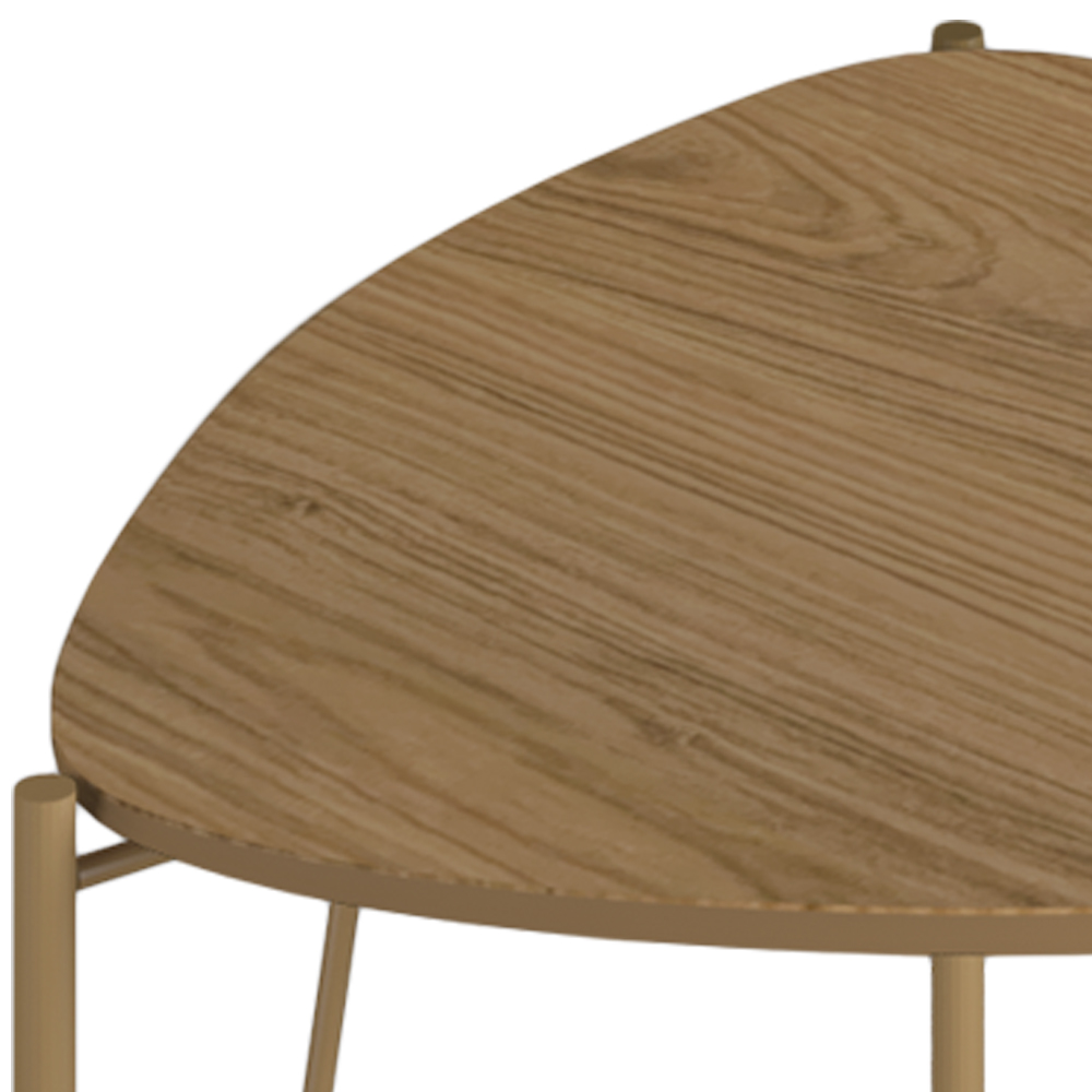 Mesa Lateral Para Sala de Estar Baixa Pés Industrial Dourado Alef I03 Louro - Lyam Decor