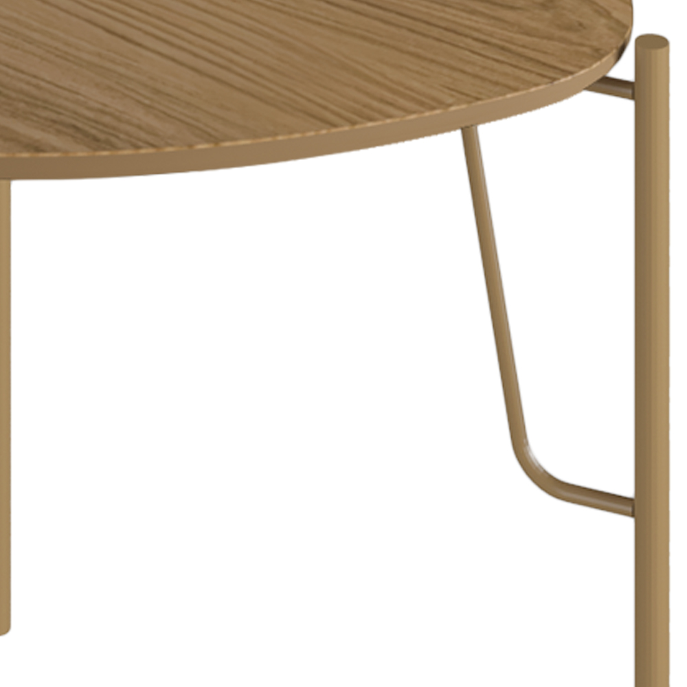 Mesa Lateral Para Sala de Estar Baixa Pés Industrial Dourado Alef I03 Louro - Lyam Decor