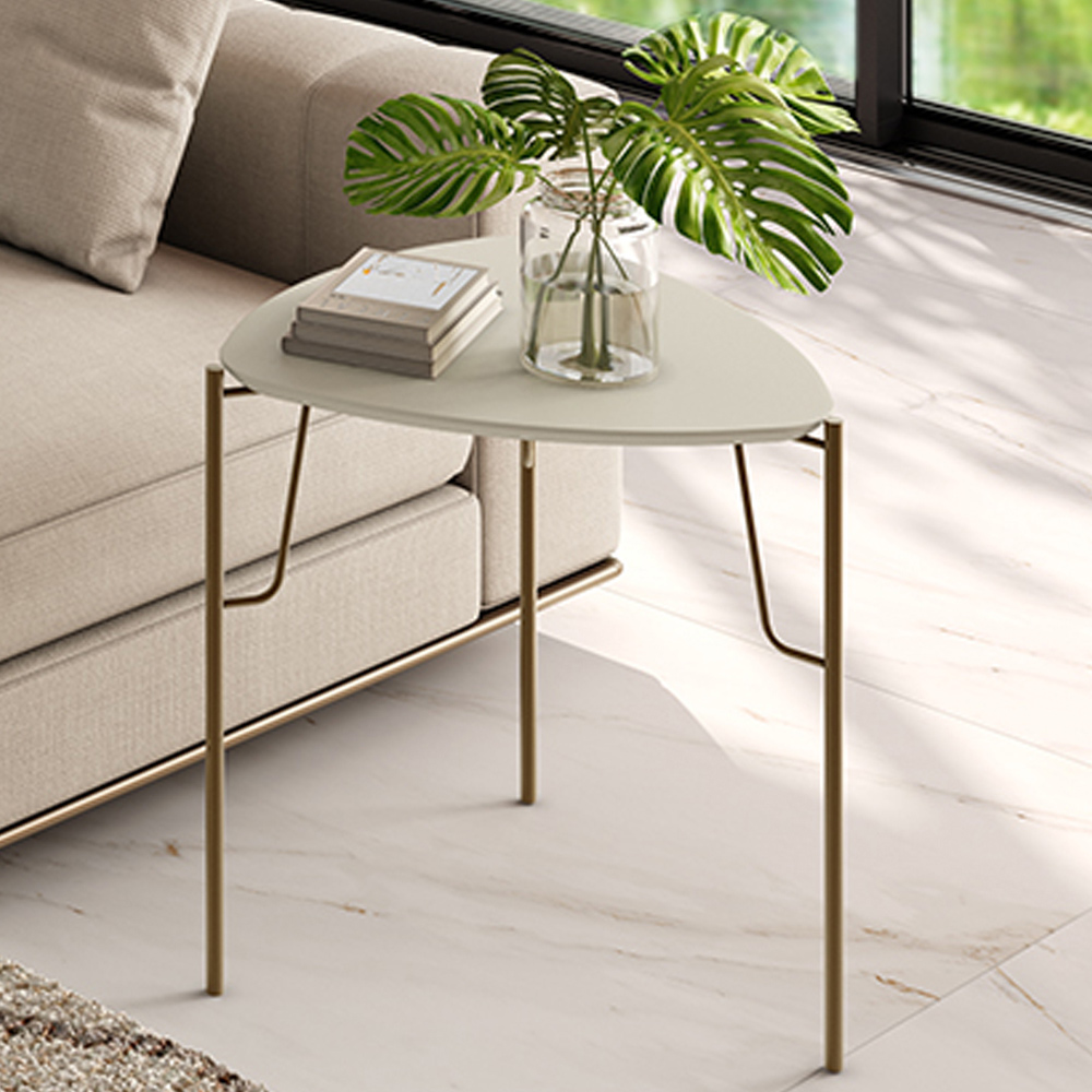 Mesa Lateral Para Sala de Estar Baixa Pés Industrial Dourado Alef I03 Luna - Lyam Decor