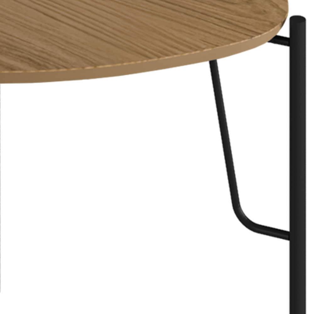 Mesa Lateral Para Sala de Estar Baixa Pés Industrial Preto Alef I03 Louro - Lyam Decor