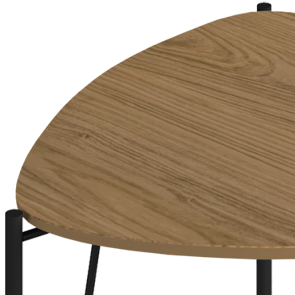 Mesa Lateral Para Sala de Estar Baixa Pés Industrial Preto Alef I03 Louro - Lyam Decor