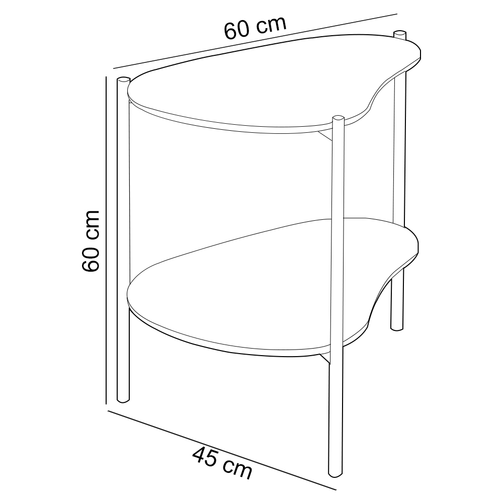 Mesa Lateral Para Sala de Estar Orgânica Industrial 60cm Hagar D03 Freijó - Lyam Decor