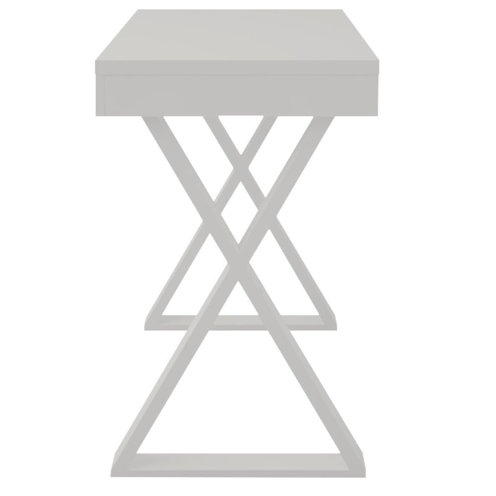 Mesa Para Escritório Escrivaninha Cavalete 01 Gaveta Veneza A02 Web Branco - Lyam Decor