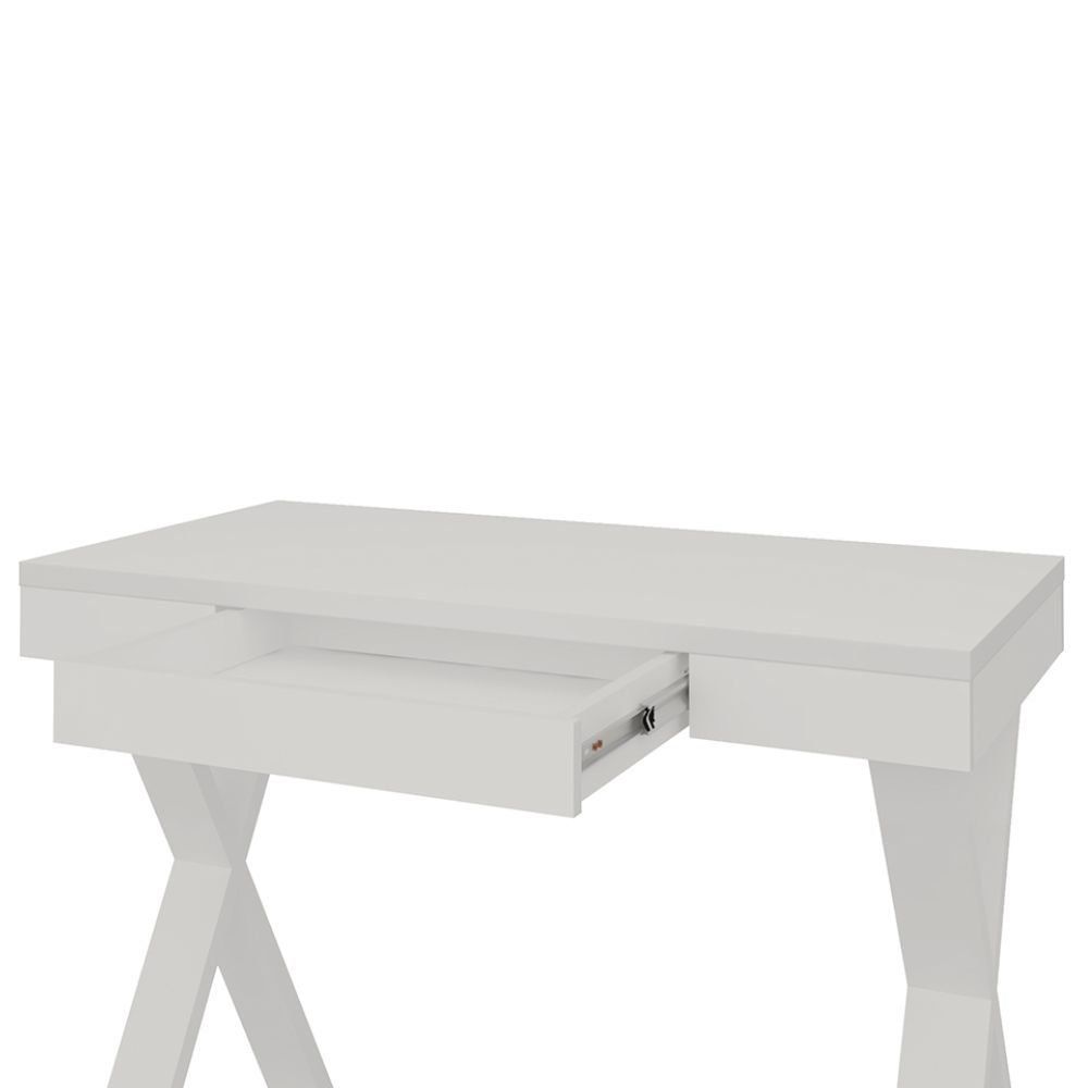 Mesa Para Escritório Escrivaninha Cavalete 01 Gaveta Veneza A02 Web Branco - Lyam Decor