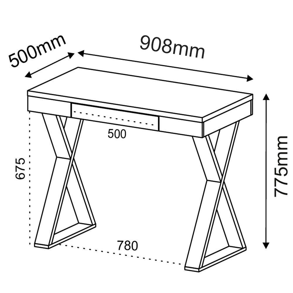 Mesa Para Escritório Escrivaninha Cavalete 01 Gaveta Veneza A02 Web Branco - Lyam Decor