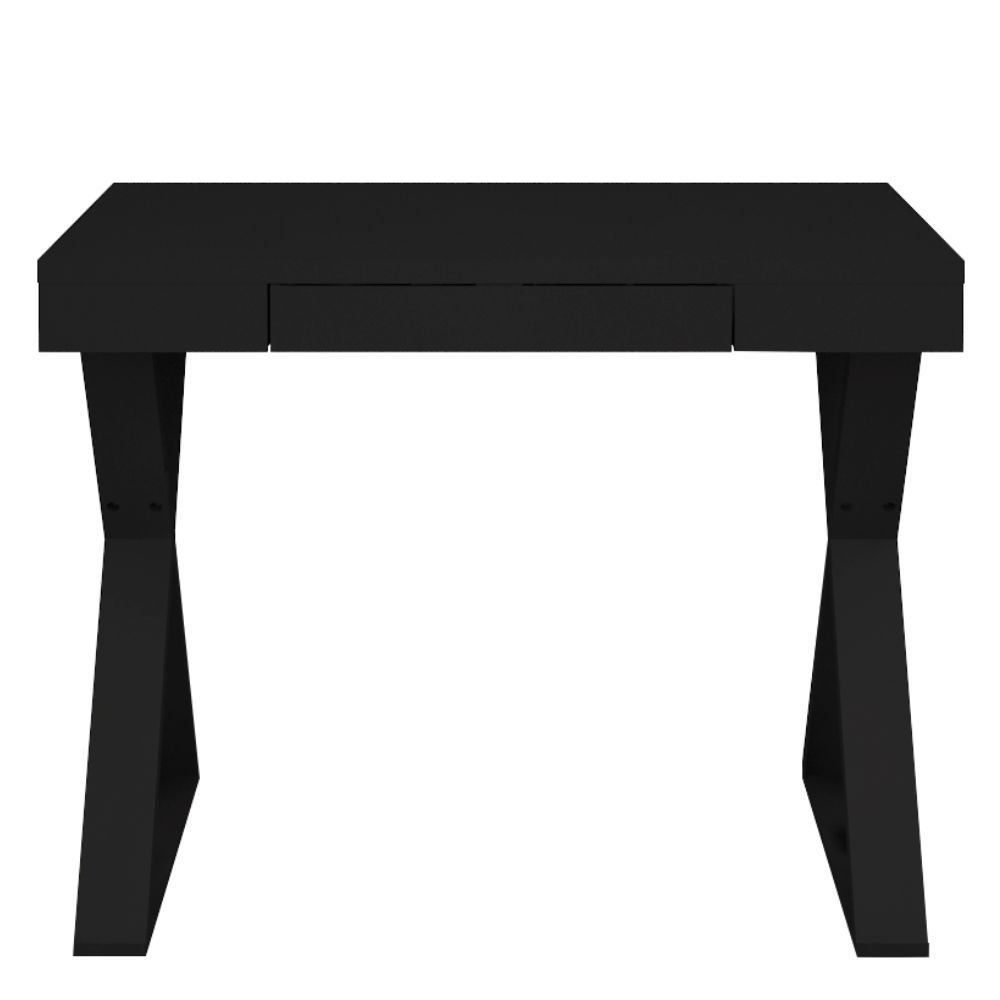 Mesa Para Escritório Escrivaninha Cavalete 01 Gaveta Veneza A02 Web Preto - Lyam Decor