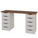 Mesa Para Escritório Escrivaninha Due Web Nogal A02 Branco - Lyam Decor