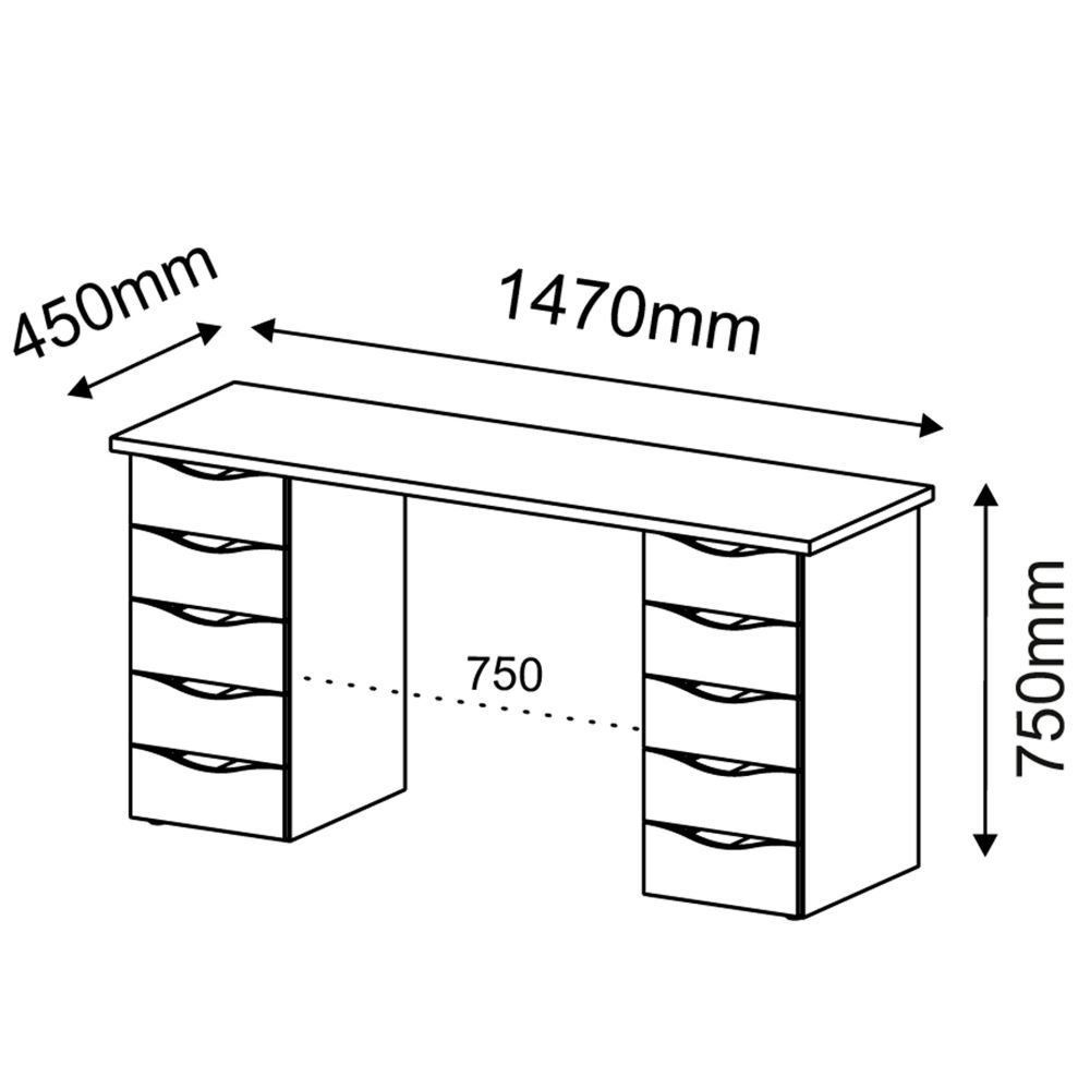 Mesa Para Escritório Escrivaninha Due Web Nogal A02 Branco - Lyam Decor