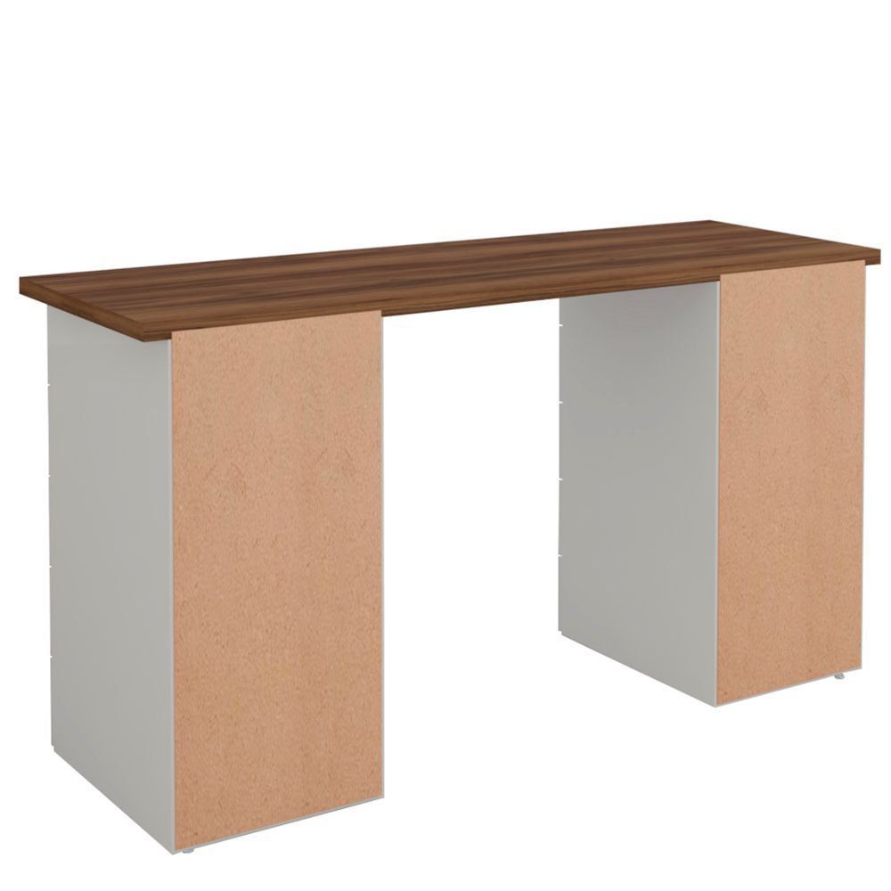 Mesa Para Escritório Escrivaninha Due Web Nogal A02 Branco - Lyam Decor