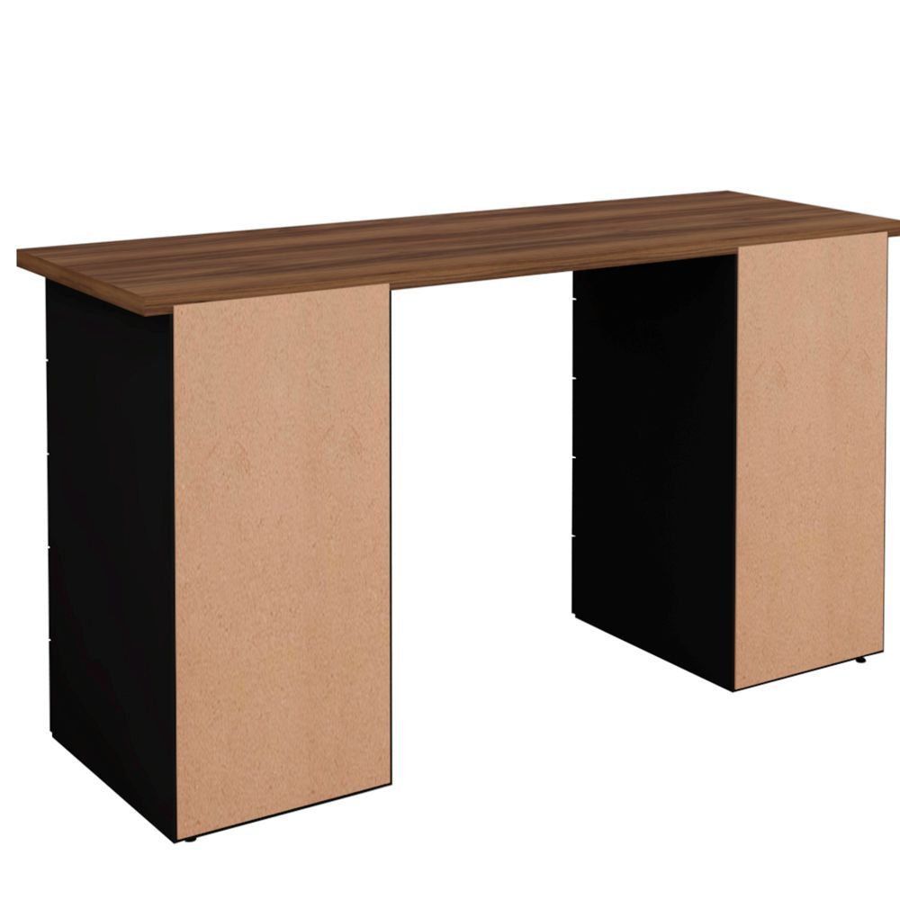 Mesa Para Escritório Escrivaninha Due Web Nogal A02 Preto - Lyam Decor