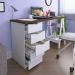 Mesa Para Escritório Escrivaninha Home Office 05 Gavetas Spirit Nogal A02 Branco - Lyam Decor