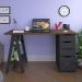 Mesa Para Escritório Escrivaninha Home Office 05 Gavetas Spirit Nogal A02 Preto - Lyam Decor