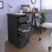 Mesa Para Escritório Escrivaninha Home Office 05 Gavetas Spirit Nogal A02 Preto - Lyam Decor