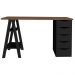 Mesa Para Escritório Escrivaninha Home Office 05 Gavetas Spirit Nogal A02 Preto - Lyam Decor