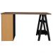 Mesa Para Escritório Escrivaninha Home Office 05 Gavetas Spirit Nogal A02 Preto - Lyam Decor