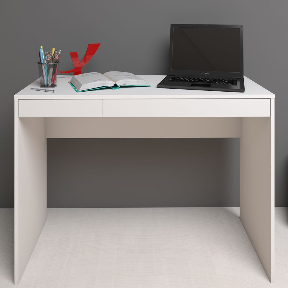 Mesa Para Escritório Escrivaninha Home Office College A02 Branco - Lyam Decor