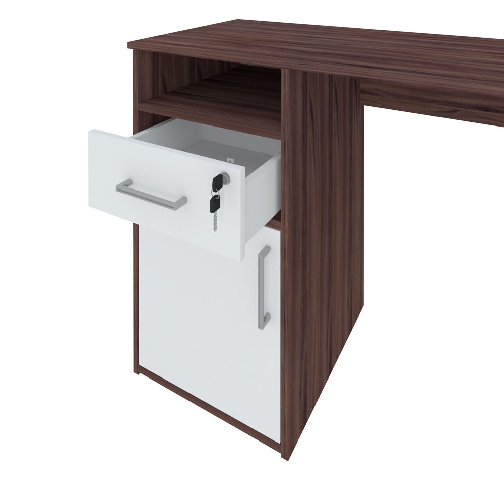 Mesa Para Escritório Escrivaninha Home Office Hall A02 Ipê Branco - Lyam Decor