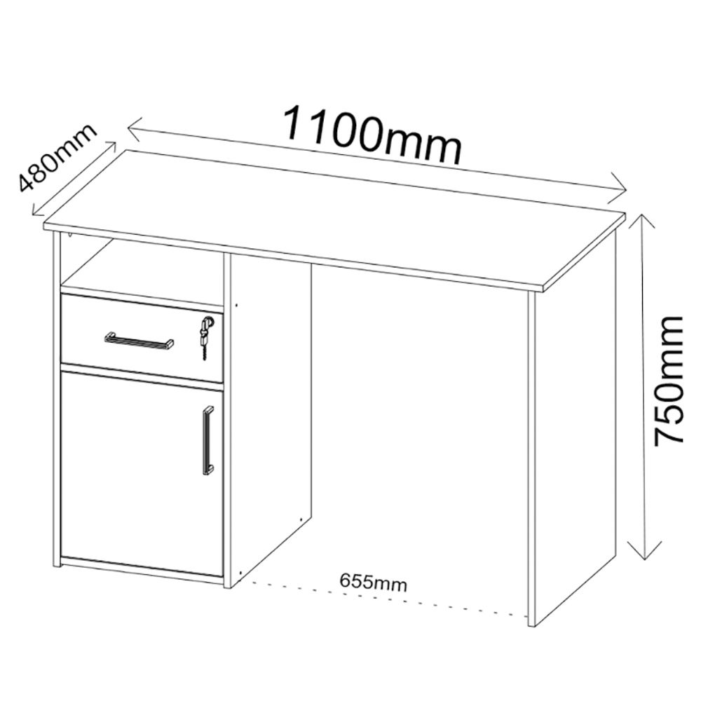 Mesa Para Escritório Escrivaninha Home Office Hall A02 Ipê Branco - Lyam Decor