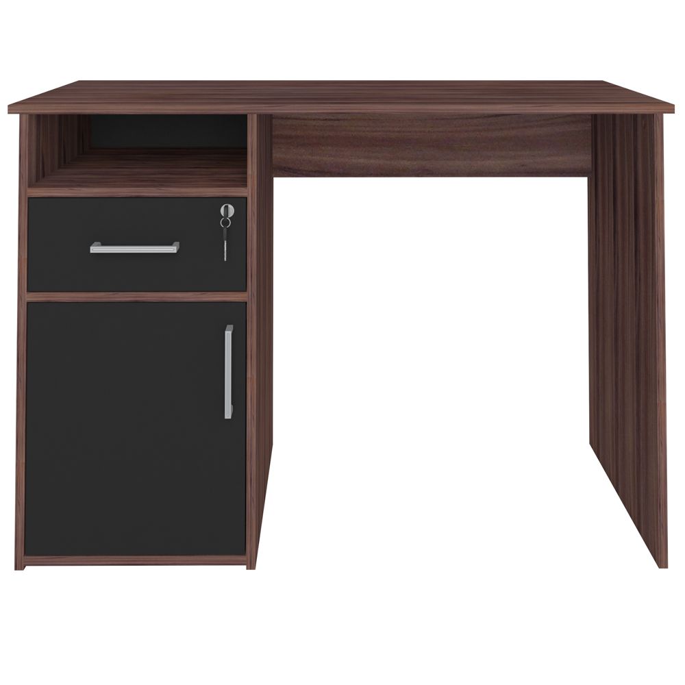 Mesa Para Escritório Escrivaninha Home Office Hall A02 Ipê Preto - Lyam Decor