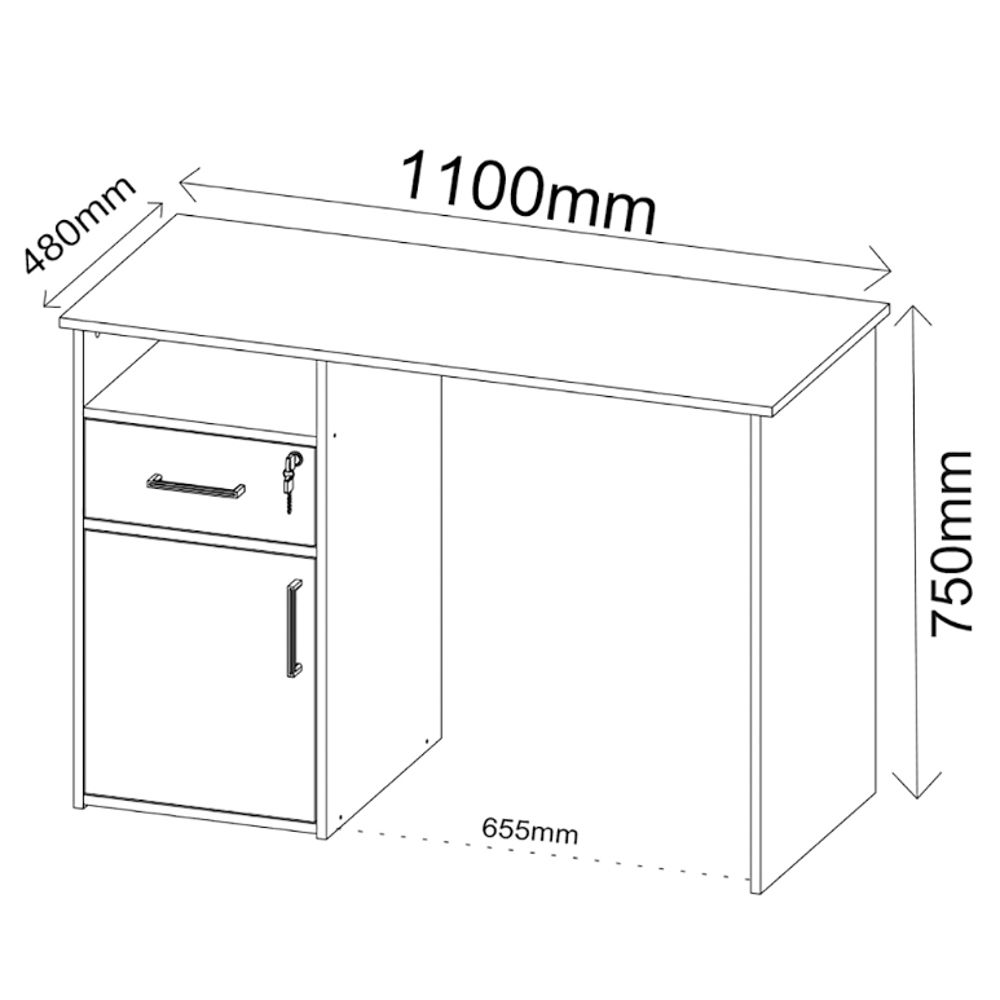 Mesa Para Escritório Escrivaninha Home Office Hall A02 Ipê Preto - Lyam Decor