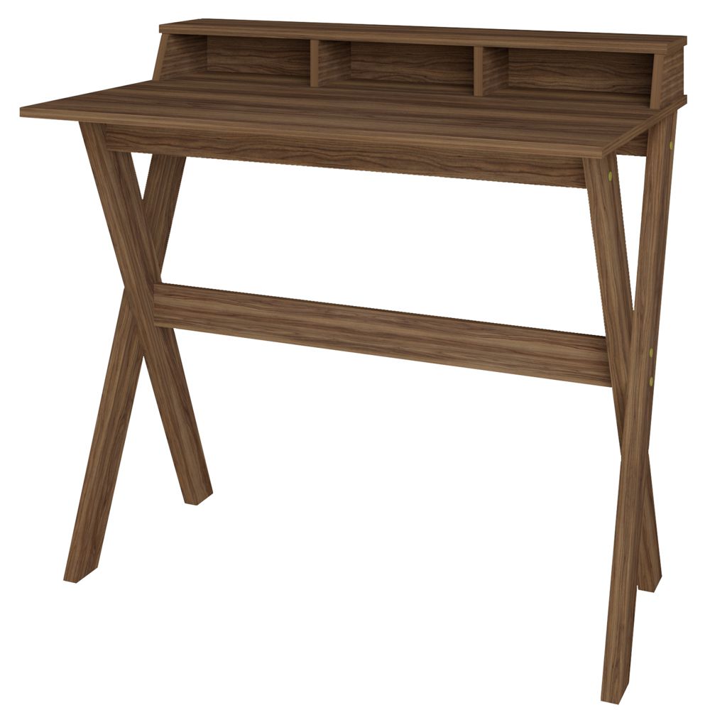 Mesa Para Escritório Escrivaninha Home Office Itália A02 Nogal - Lyam Decor