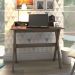 Mesa Para Escritório Escrivaninha Home Office Itália A02 Nogal - Lyam Decor