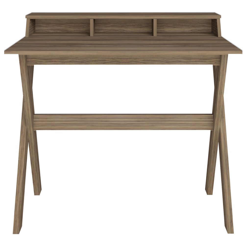 Mesa Para Escritório Escrivaninha Home Office Itália A02 Nogal - Lyam Decor