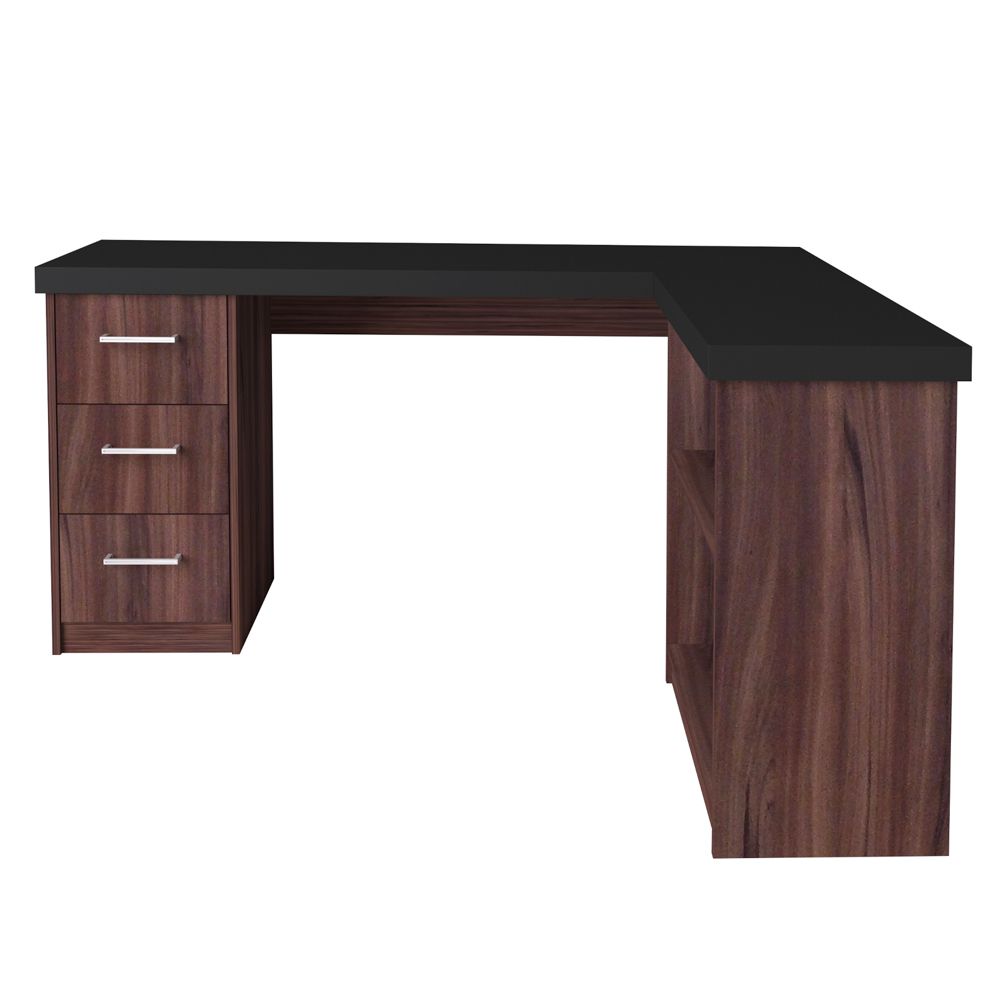 Mesa Para Escritório Escrivaninha Home Office Mali A02 Preto Ipê - Lyam Decor