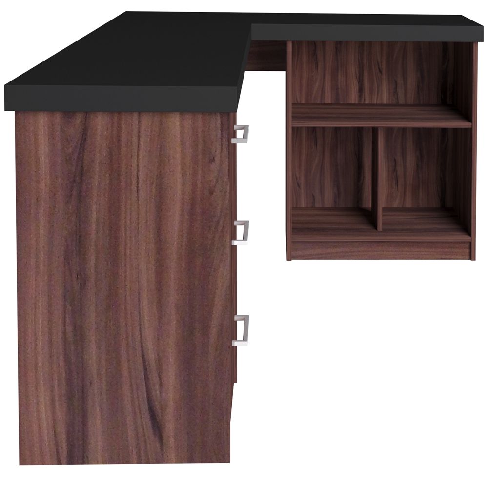 Mesa Para Escritório Escrivaninha Home Office Mali A02 Preto Ipê - Lyam Decor
