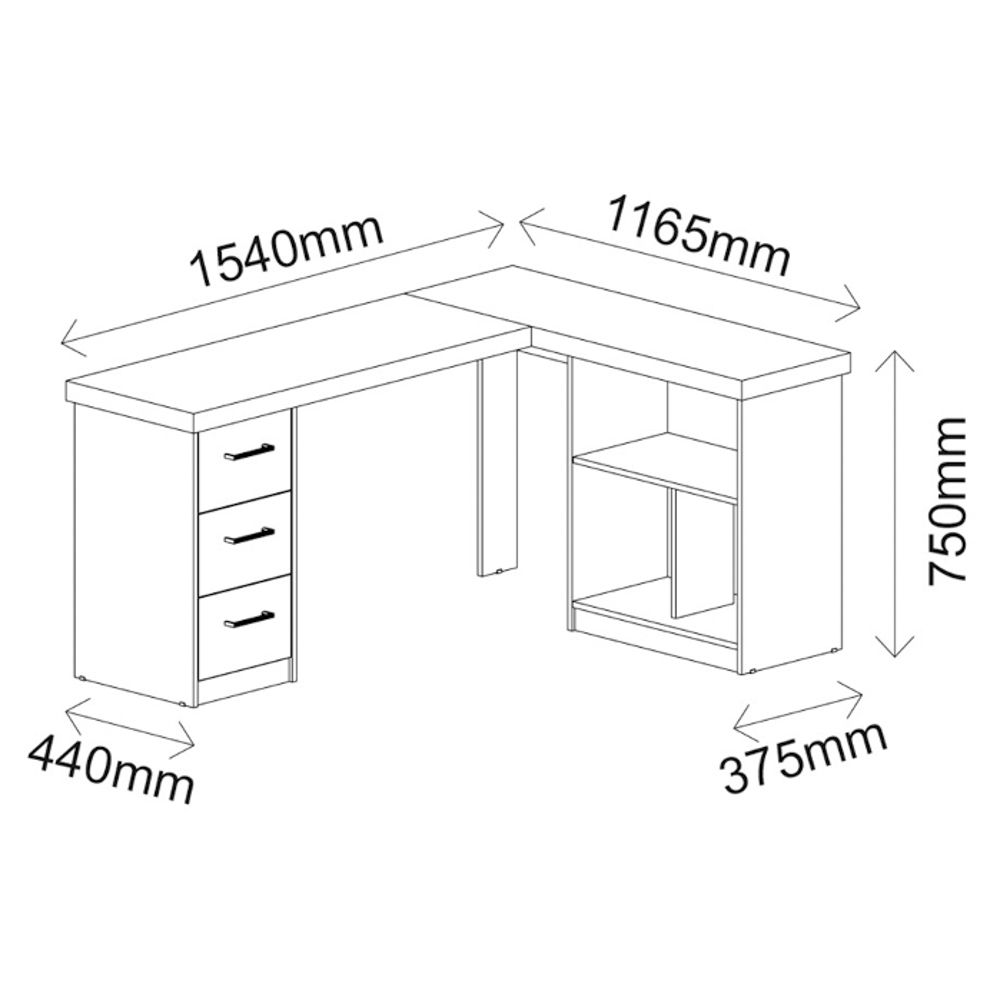 Mesa Para Escritório Escrivaninha Home Office Mali A02 Preto Ipê - Lyam Decor