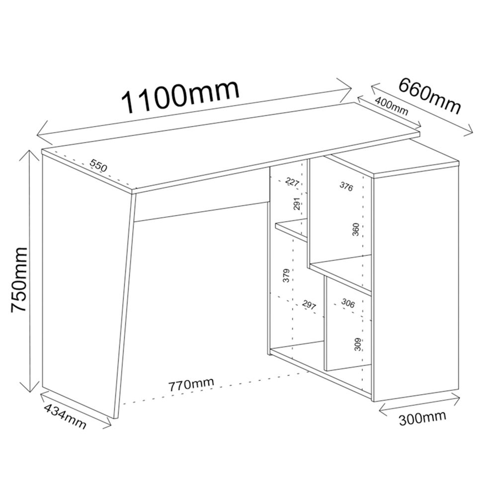 Mesa Para Escritório Escrivaninha Home Office Urban A02 Ipê Preto - Lyam Decor