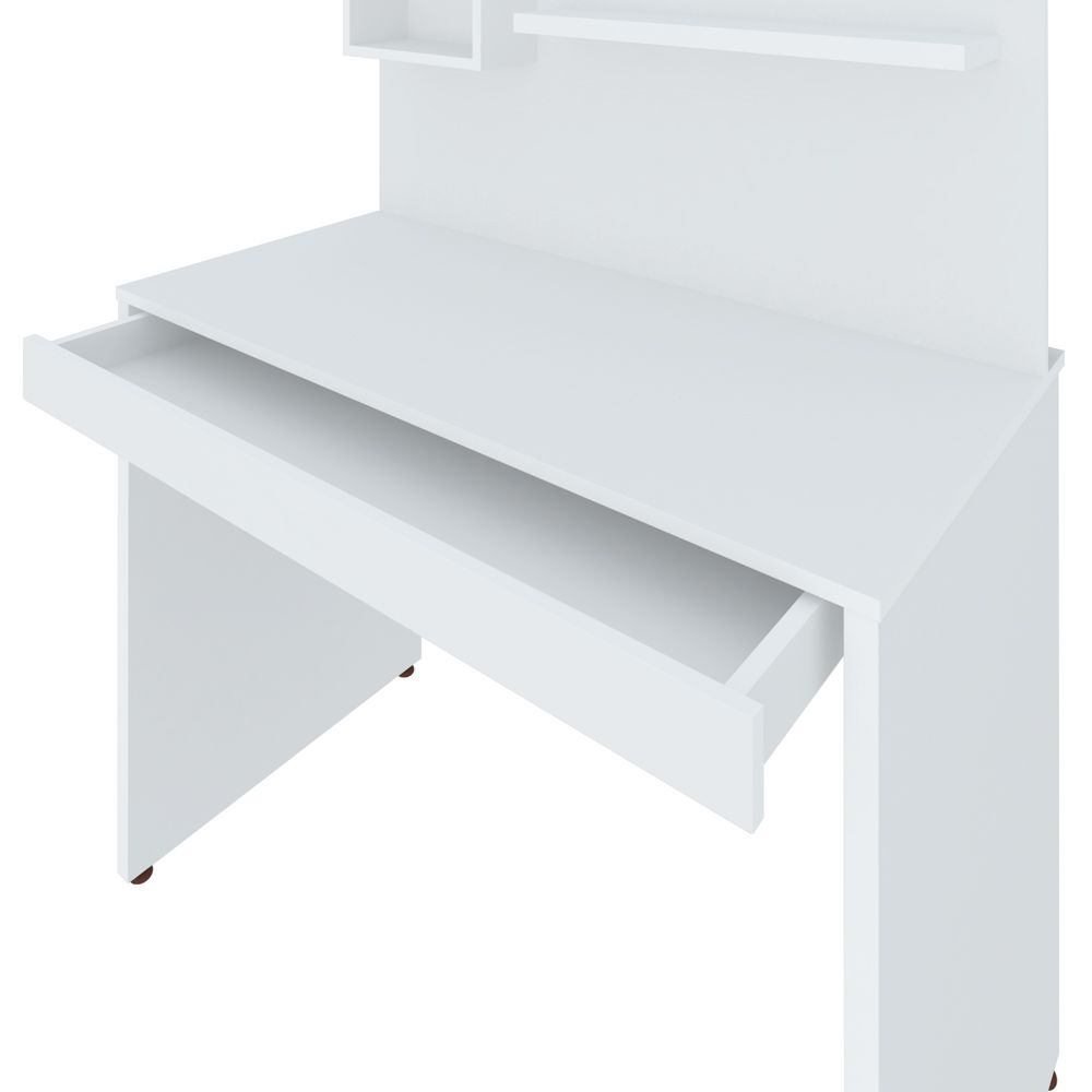 Mesa Para Escritório Escrivaninha com Painel Home Office First A02 Branco - Lyam Decor