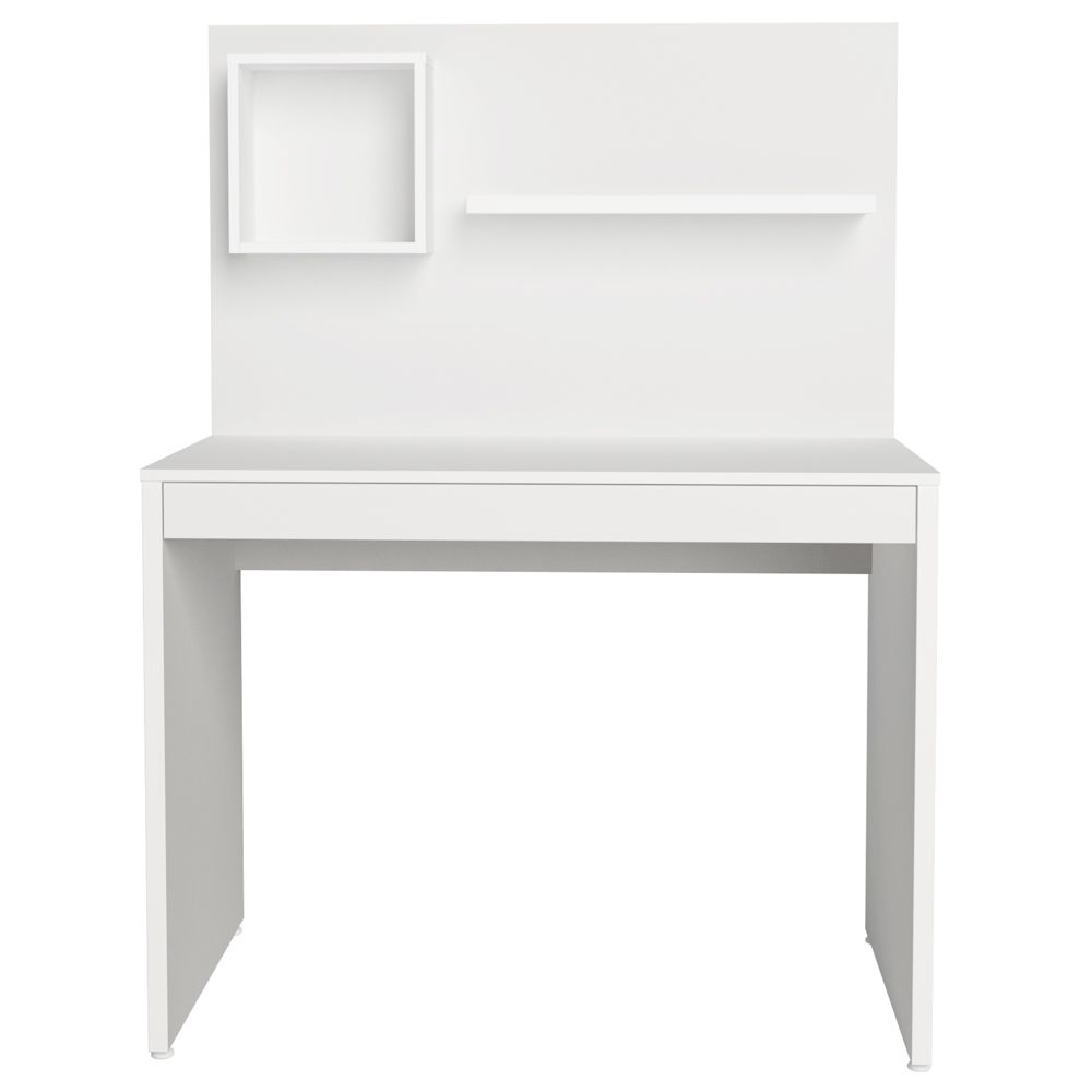Mesa Para Escritório Escrivaninha com Painel Home Office First A02 Branco - Lyam Decor
