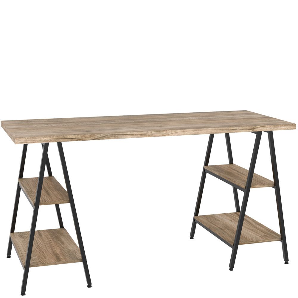 Mesa Para Escritório Estilo Industrial Cavalete Form C01 150cm Carvalho - Lyam Decor