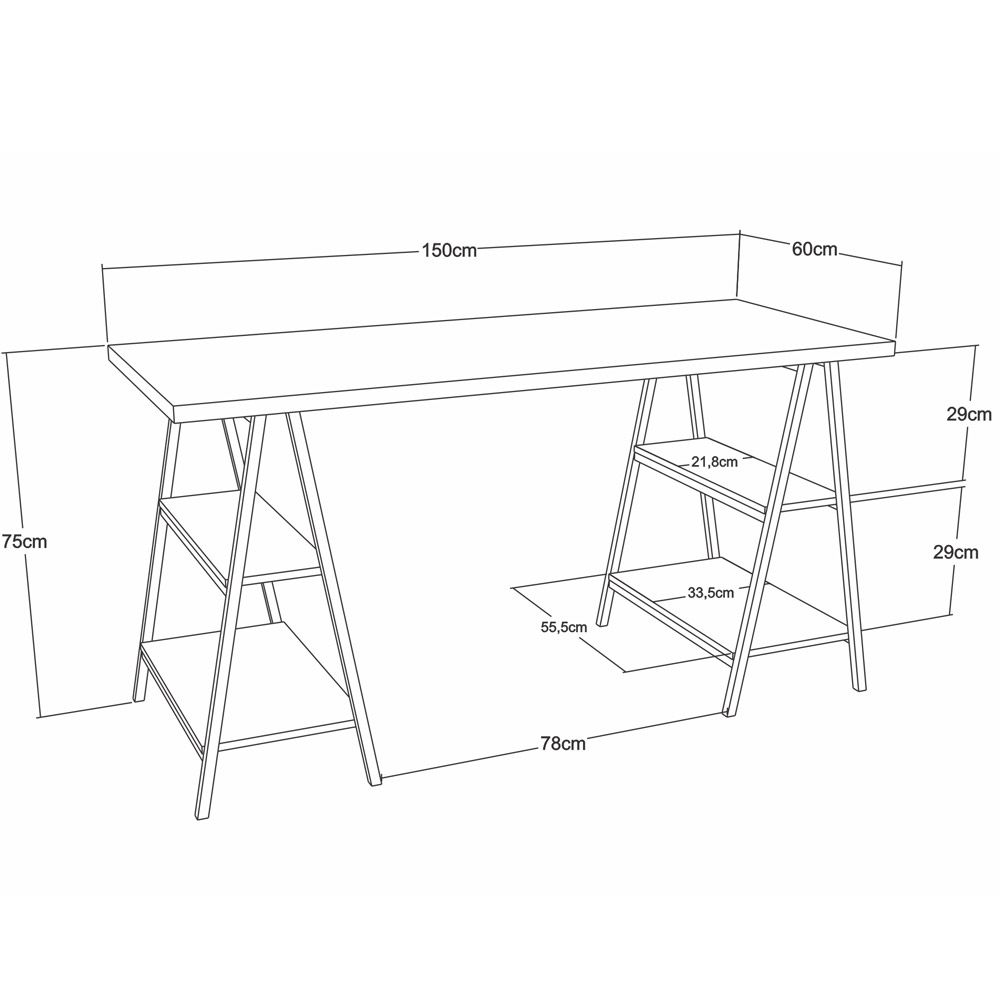 Mesa Para Escritório Estilo Industrial Cavalete Form C01 150cm Carvalho - Lyam Decor