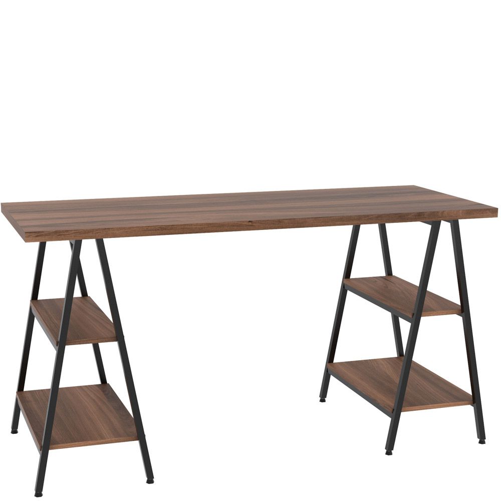 Mesa Para Escritório Estilo Industrial Cavalete Form C01 150cm Nogal - Lyam Decor