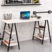 Mesa Para Escritório Estilo Industrial Cavalete Form C01 150cm Snow - Lyam Decor