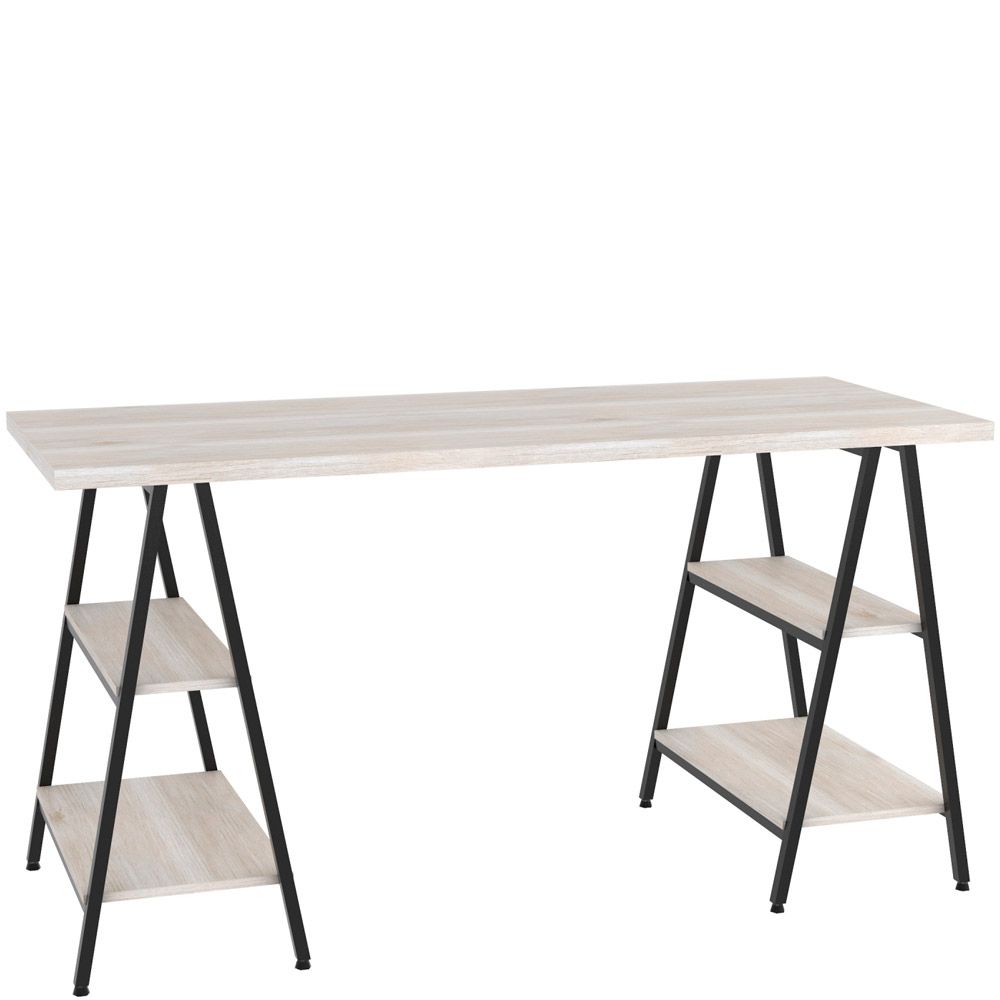 Mesa Para Escritório Estilo Industrial Cavalete Form C01 150cm Snow - Lyam Decor