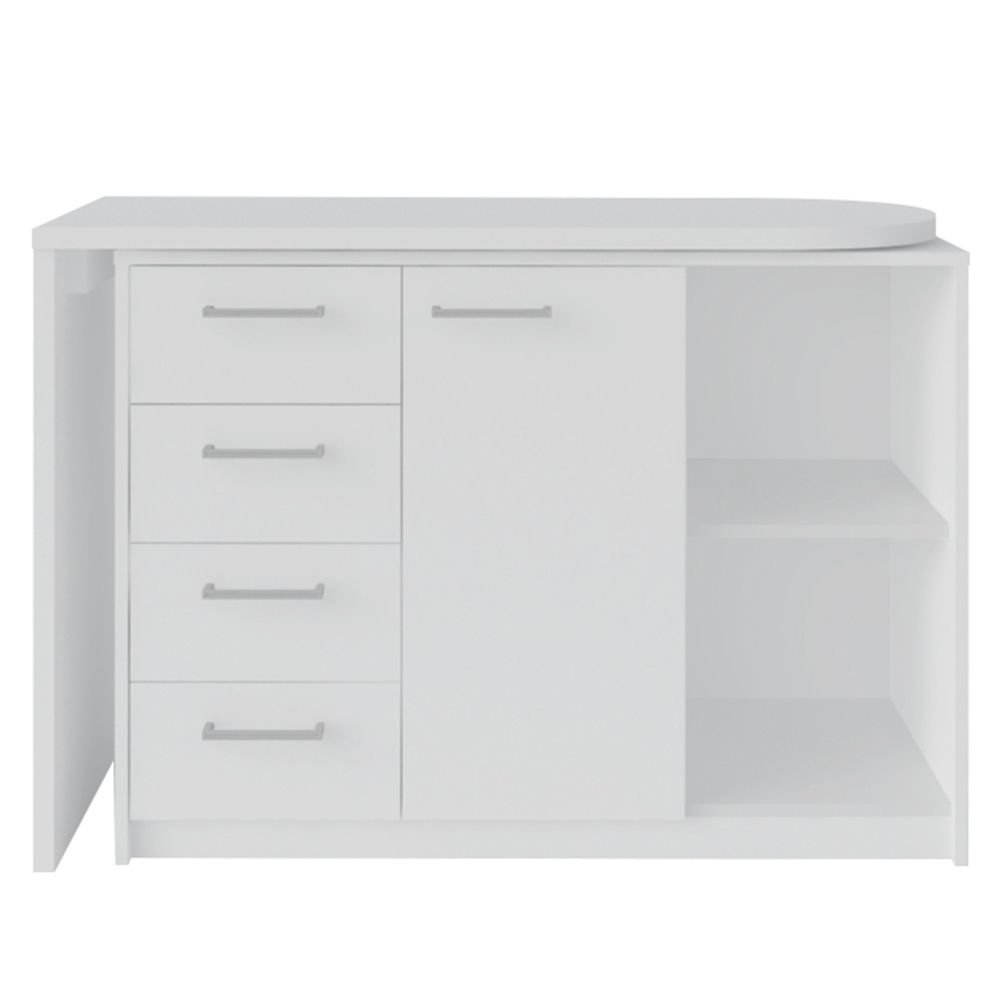 Mesa Para Escritório Extensível Escrivaninha Home Office Logan A02 Branco - Lyam Decor