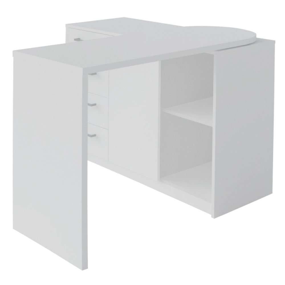Mesa Para Escritório Extensível Escrivaninha Home Office Logan A02 Branco - Lyam Decor